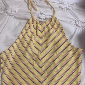 Yellow crop top with strips